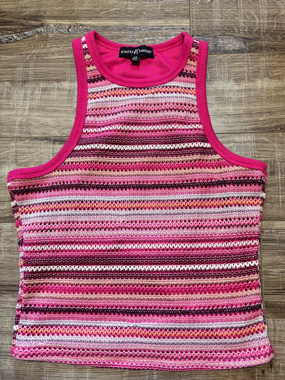 Pink Orange Striped Crochet Tank Top y2k beach vibes